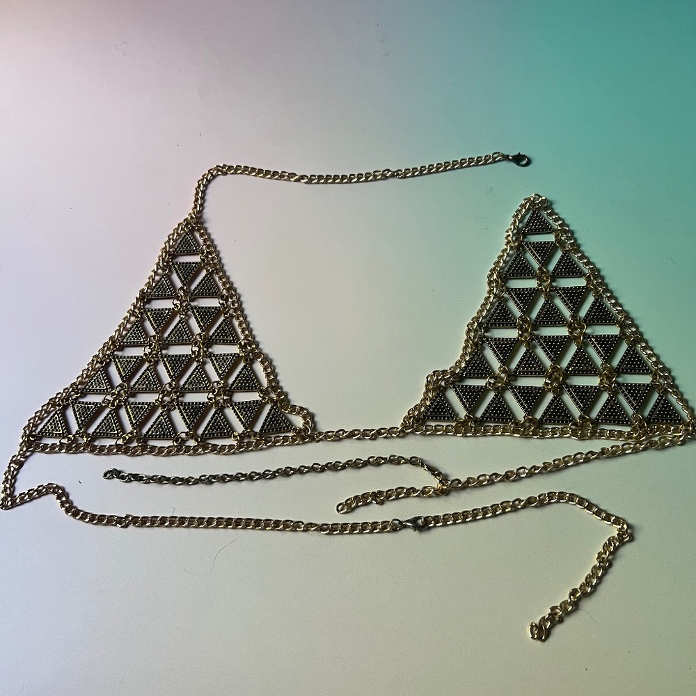 Gold Tone Metal Mesh Bra Top